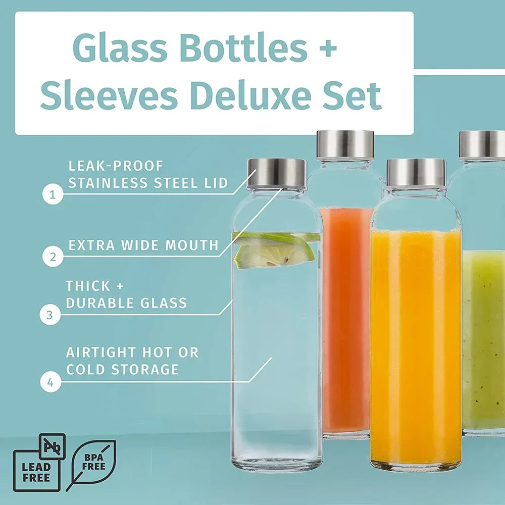 Glass Water Bottle with Protective Bag